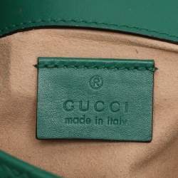 Gucci Green Quilted Leather GG Marmont Super Mini Shoulder Bag