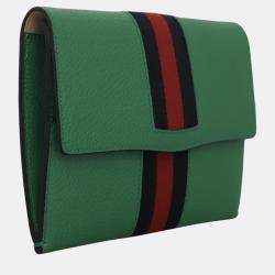 Gucci Green Leather Web Clutch 