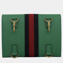 Gucci Green Leather Web Clutch 