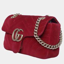 Gucci Red Velvet Mini Marmont Bag