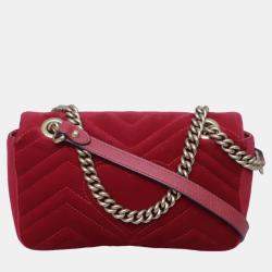 Gucci Red Velvet Mini Marmont Bag
