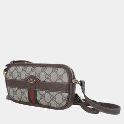 Gucci Brown/Beige Canvas and Leather Ophidia GG Mini Shoulder Bag