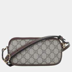 Gucci Brown/Beige Canvas and Leather Ophidia GG Mini Shoulder Bag