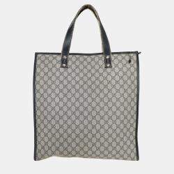 Gucci Navy Blue GG Supreme Canvas Vertical Web Loop Tote