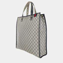 Gucci Navy Blue GG Supreme Canvas Vertical Web Loop Tote