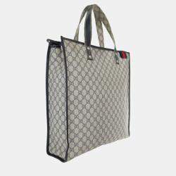 Gucci Navy Blue GG Supreme Canvas Vertical Web Loop Tote