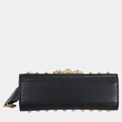 Gucci Black Calfskin Studded Small Padlock Shoulder Bag 