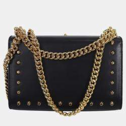 Gucci Black Calfskin Studded Small Padlock Shoulder Bag 