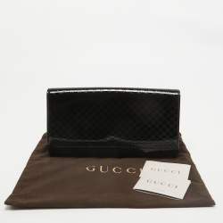 Pre Owned Gucci Black Microguccissima Patent Leather Medium Broadway Clutch