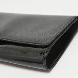 Pre Owned Gucci Black Microguccissima Patent Leather Medium Broadway Clutch