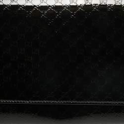 Pre Owned Gucci Black Microguccissima Patent Leather Medium Broadway Clutch
