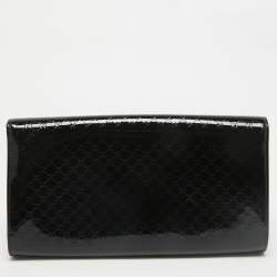 Pre Owned Gucci Black Microguccissima Patent Leather Medium Broadway Clutch