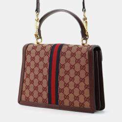 Gucci Bordeaux Canvas Leather Offdia Shoulder Bag