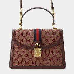 Gucci Bordeaux Canvas Leather Offdia Shoulder Bag