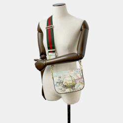 Gucci Ivory/Multicolor Leather Horsebit 1955 Animal Print Shoulder Bag