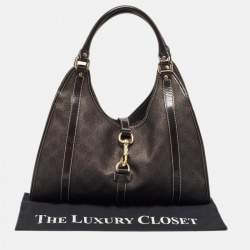 Pre Owned Gucci Dark Brown GG Supreme Canvas and Leather Medium Joy Shoulder Bag