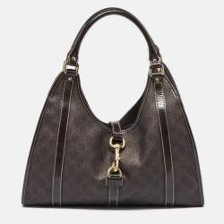 Pre Owned Gucci Dark Brown GG Supreme Canvas and Leather Medium Joy Shoulder Bag