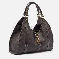Pre Owned Gucci Dark Brown GG Supreme Canvas and Leather Medium Joy Shoulder Bag
