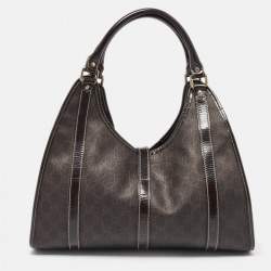 Pre Owned Gucci Dark Brown GG Supreme Canvas and Leather Medium Joy Shoulder Bag