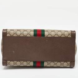 Pre Owned Gucci Beige/Brown GG Supreme Canvas and Leather Medium Ophidia Tote