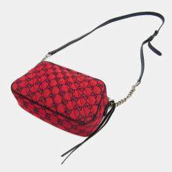 Gucci Red Jacquard GG Marmont Shoulder Bag