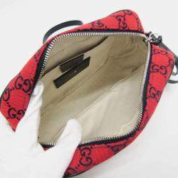 Gucci Red Jacquard GG Marmont Shoulder Bag