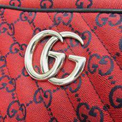 Gucci Red Jacquard GG Marmont Shoulder Bag
