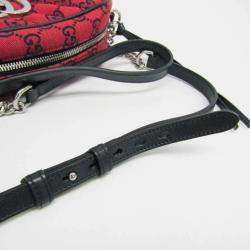 Gucci Red Jacquard GG Marmont Shoulder Bag