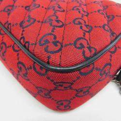 Gucci Red Jacquard GG Marmont Shoulder Bag