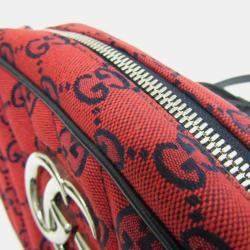 Gucci Red Jacquard GG Marmont Shoulder Bag