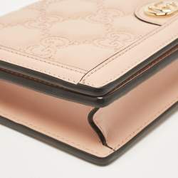 مملوكة مسبقًا Gucci Rose Beige GG Matelasse Leather Wallet On Chain