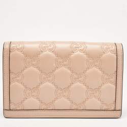 مملوكة مسبقًا Gucci Rose Beige GG Matelasse Leather Wallet On Chain
