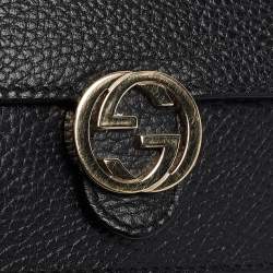 Gucci Black Leather Interlocking G Wallet On Chain