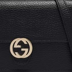 Gucci Black Leather Interlocking G Wallet On Chain