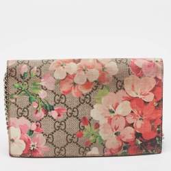 Gucci Multicolor Blooms Print GG Supreme Canvas Wallet on Chain