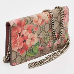 Gucci Multicolor Blooms Print GG Supreme Canvas Wallet on Chain