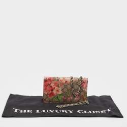 Gucci Multicolor Blooms Print GG Supreme Canvas Wallet on Chain