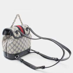 Gucci Offdia Gg Supreme Coated Canvas Leather White Navy Backpack