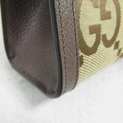 Gucci Jumbo Gg Canvas Leather  Beige Brown Bag