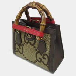 Gucci Jumbo Gg Canvas Leather  Beige Brown Bag