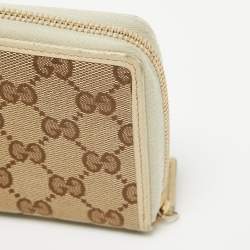 Gucci Beige GG Canvas and Leather Zip Continental Wallet