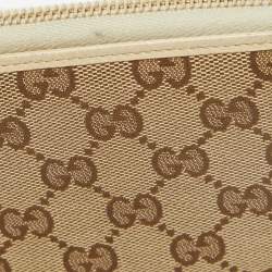 Gucci Beige GG Canvas and Leather Zip Continental Wallet