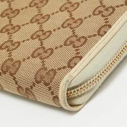 Gucci Beige GG Canvas and Leather Zip Continental Wallet