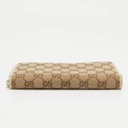 Gucci Beige GG Canvas and Leather Zip Continental Wallet