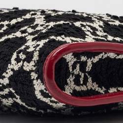 Pre Owned Gucci Red/Black Jumbo GG Tweed Large Rajah Tote