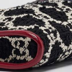 Pre Owned Gucci Red/Black Jumbo GG Tweed Large Rajah Tote