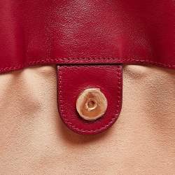 Pre Owned Gucci Red/Black Jumbo GG Tweed Large Rajah Tote