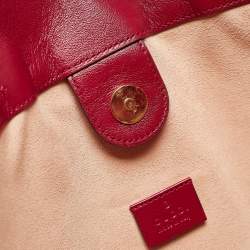 Pre Owned Gucci Red/Black Jumbo GG Tweed Large Rajah Tote