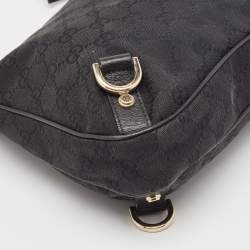 Pre Owned Gucci Black GG Canvas and Leather Abbey D-Ring Hobo