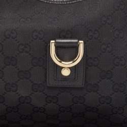 Pre Owned Gucci Black GG Canvas and Leather Abbey D-Ring Hobo